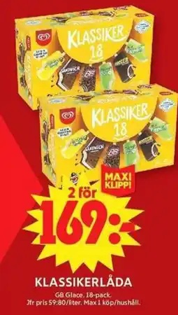 ICA Maxi GB Glace Klassikerlåda erbjuda