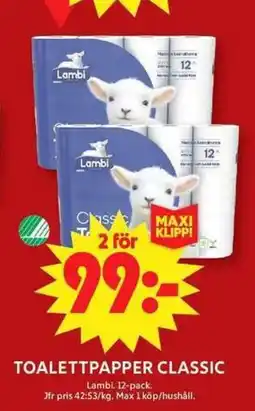 ICA Maxi Lambi Toalettpapper classic erbjuda