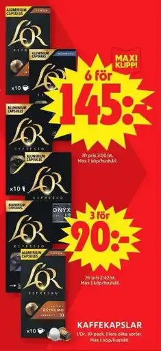 ICA Maxi L'Or Kaffekapslar erbjuda
