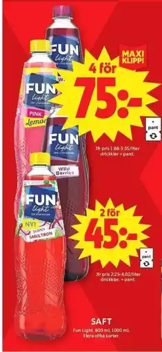 ICA Maxi Fun Light Saft erbjuda