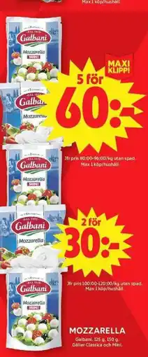 ICA Maxi Galbani Mozzarella erbjuda