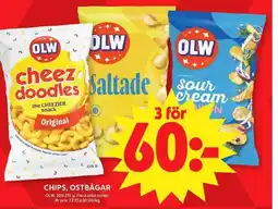 ICA Maxi OLW Chips, ostbågar erbjuda
