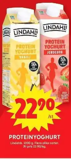 ICA Maxi LINDAHLS Proteinyoghurt erbjuda
