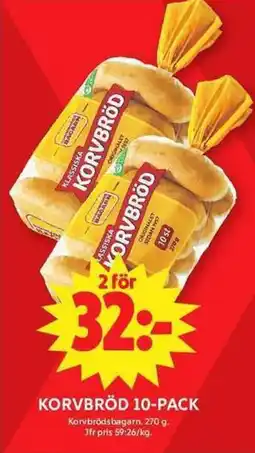 ICA Maxi Korvbrödsbagarn Korvbröd 10-pack erbjuda