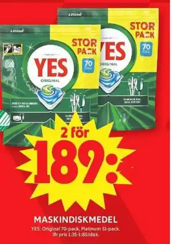 ICA Maxi YES Maskindiskmedel erbjuda