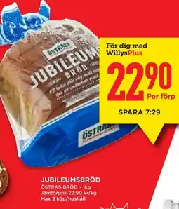 Willys Jubileumsbröd erbjuda