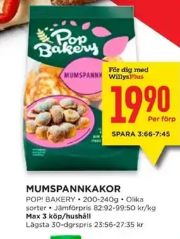Willys Pop Bakery Mumspannkakor erbjuda