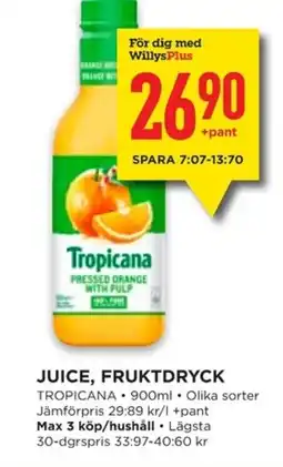 Willys Tropicana Juice, fruktdryck erbjuda