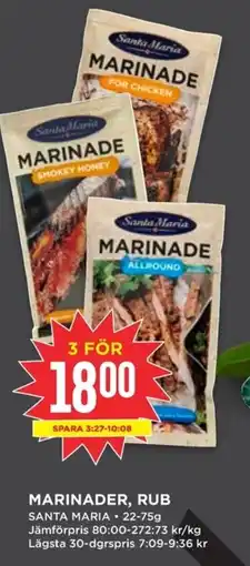 Willys Santa Maria Marinader, rub erbjuda
