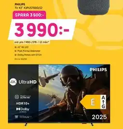 Elon PHILIPS TV 43” 43PUS7000/12, Medlemspris erbjuda