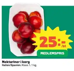 Coop Daglivs Nektariner i korg, Medlemspris erbjuda