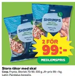 Coop Daglivs Stora räkor med skal, Medlemspris erbjuda