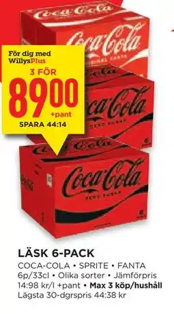 Willys Hemma LÄSK 6-PACK, Medlemspris erbjuda