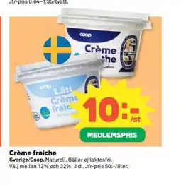 Coop Daglivs Crème fraiche, Medlemspris erbjuda
