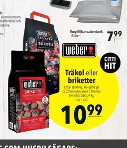 Citti Träkol eller briketter, EUR 10.99 erbjuda