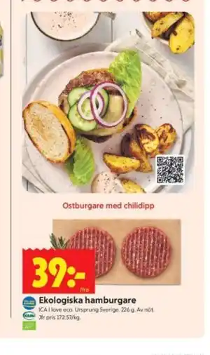 ICA Kvantum Ekologiska hamburgare erbjuda