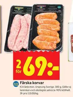 ICA Kvantum Färska korvar erbjuda
