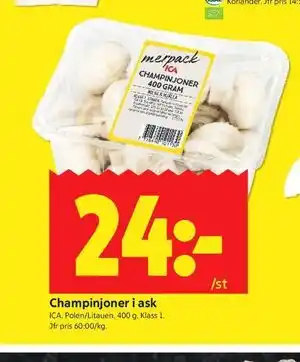 ICA Kvantum Champinjoner i ask erbjuda