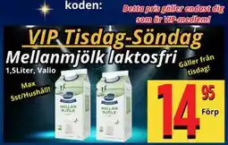 Supergrossen Mellanmjölk laktosfri, Medlemspris erbjuda