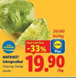 Lidl MATRIKET Isbergssallad erbjuda