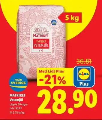 Lidl MATRIKET Vetemjöl erbjuda