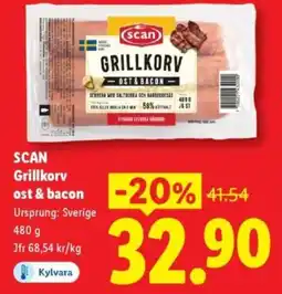 Lidl SCAN Grillkorv ost & bacon erbjuda
