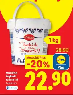 Lidl MILBONA Yoghurt i turkisk stil erbjuda