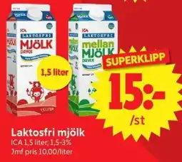 Nya Pulsen ICA Laktosfri mjölk erbjuda
