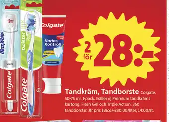 ICA Nära Colgate Tandkräm, Tandborste erbjuda