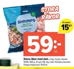 Coop Extra Stora räkor med skal erbjuda