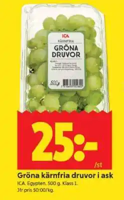 ICA Supermarket GRÖNA KÄRNFRIA DRUVOR I ASK erbjuda