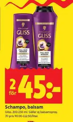 ICA Supermarket SCHAMPO, BALSAM erbjuda