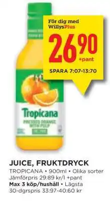 Willys Juice, Fruktdryck erbjuda