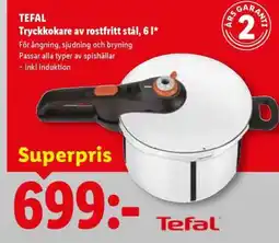 Lidl TEFAL Tryckkokare av rostfritt stål, 6 l erbjuda
