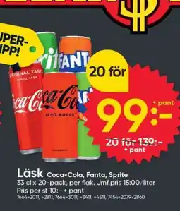 DollarStore Läsk Coca-Cola, Fanta, Sprite erbjuda