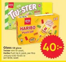 DollarStore Twister mini 10-pack, Haribo Push Up 4-pack erbjuda