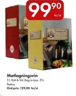 Snabbgross Pedros Matlagningsvin erbjuda
