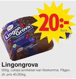 Matöppet Pågen Lingongrova erbjuda