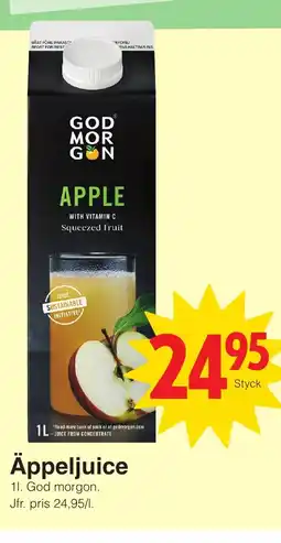 Matöppet God morgon Äppeljuice erbjuda