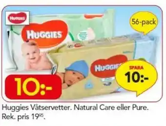 Huggies Våtservetter. Natural Care eller Pure 56-pack