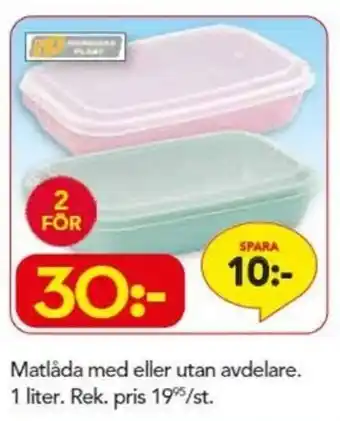 Bo Ohlsson Matlåda med eller utan avdelare 1 liter erbjuda