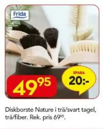 Frida Diskborste Nature i trä/svart tagel, trä/fiber