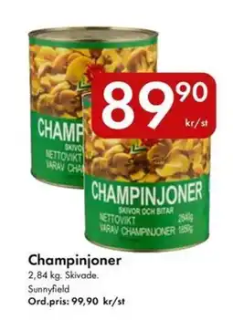 Snabbgross Sunnyfield Champinjoner erbjuda