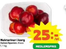 Stora Coop Nektariner i korg, Medlemspris erbjuda