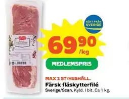 Stora Coop Färsk fläskytterfilé, Medlemspris erbjuda