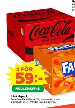 Stora Coop Läsk 6-pack, Medlemspris erbjuda
