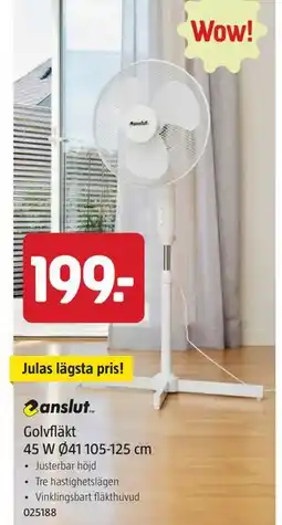 Jula Anslut Golvfläkt 45 W Ø41 105-125 cm erbjuda