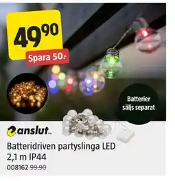 Jula Batteridriven partyslinga LED 2,1 m IP44 erbjuda