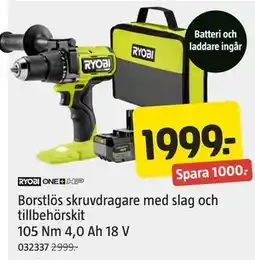 Jula Borstlös skruvdragare med slag och tillbehörskit erbjuda