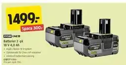 Jula Batterier 2 -pk 18 V 4,0 Ah erbjuda